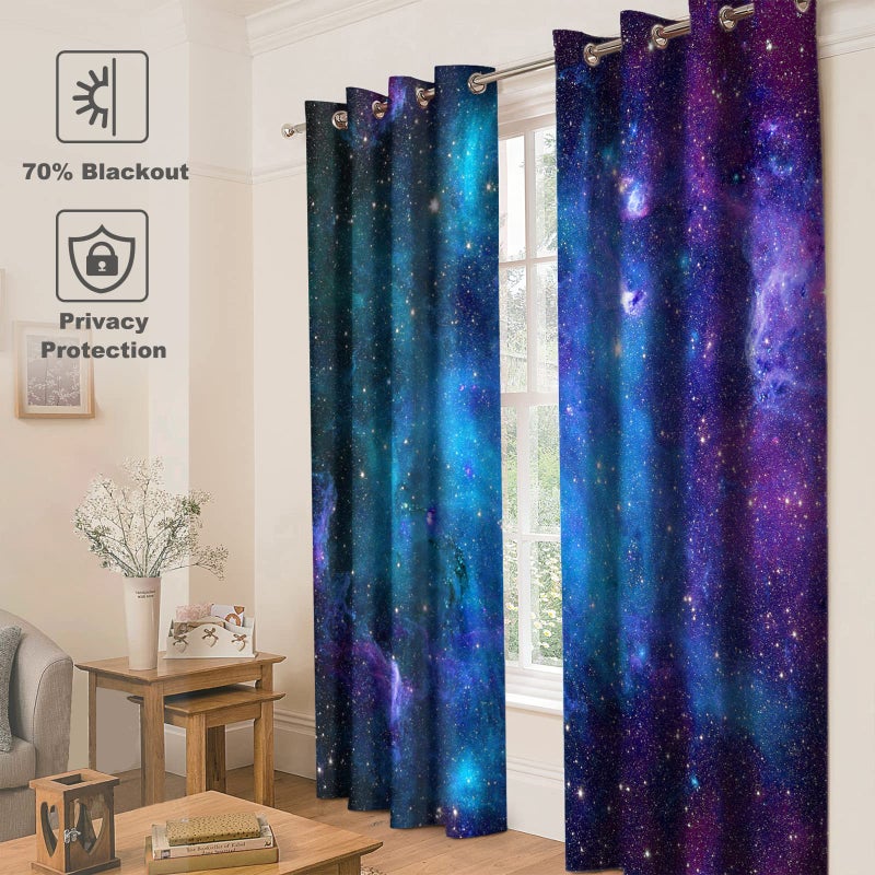 Jekeno Galaxy Blackout Curtains Outer Space Nebula Universe Starry Sky Stars Decor for Home Bedroom Living Room Grommet Window Drapes 2 Panel Set, 52"x84" - Image 4
